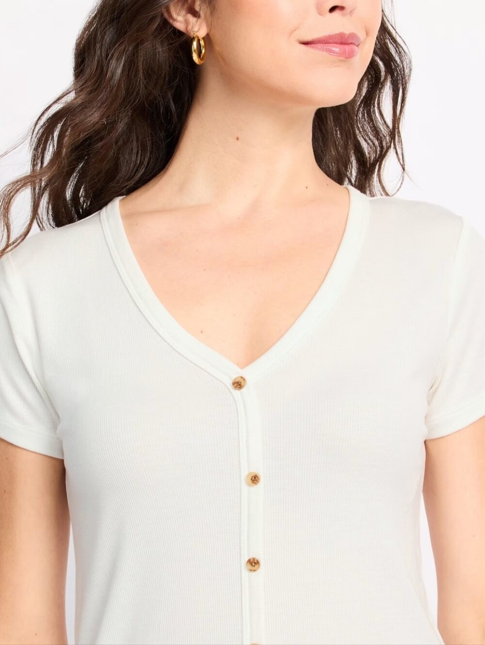 Lilia Short Sleeve Button Front Knit Top